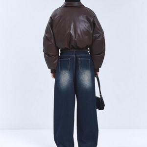 Veste d'hiver en cuir PU sur mesure pour femmes, modèle professionnel OEM, veste courte à col simple, veste en duvet de qualité supérieure - Product Image 2