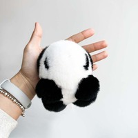 Porte-clés en peluche Panda doux et adorable - Fabriqué en fourrure de lapin Rex 8cm*12cm - Cadeau tendance toutes saisons