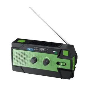 One-key SOS alarm Emergency Crank Electric Generator 4000mAh Hand Crank Portable AM/FM Solar Radio LED Flashlight