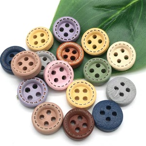 Bulk Vintage Style Designer Wood <strong>Buttons</strong> 15mm 20mm 25mm Round Printed <strong>Buttons</strong> with Two-Hole Plating Technique - Product Image 3