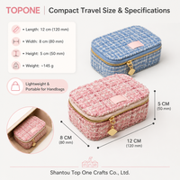 Boîte à bijoux de voyage rectangulaire en velours de luxe, double fermeture éclair dorée, organiseur de bijoux portable, boîte d'emballage pour bijoux