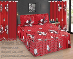 ชุดผ้าปูเตียงแบบมีระบายชุดผ้าปูที่นอนแบบมีกระเป๋ากระโปรงผ้าลินินมีระบายสีแดง - Product Image 2