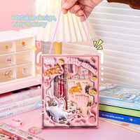 Lot de papeterie scolaire portable 3D en bois pour enfants, motif dessin animé, comprenant règle, cahier et stylo, idéal pour la promotion
