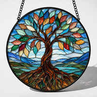 Attrape-soleil en verre coloré Arbre de Vie à suspendre, Cadeaux 9*9cm/16x16cm/20x20cm/25x25cm/30x30cm