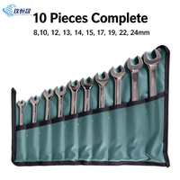 Kit d'outils de clé à douille portable CRV 10 pièces 1/4" 3/8" 1/2" Clé à cliquet réversible pour l'entretien automobile et la réparation mécanique