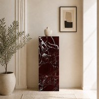 Socle en marbre Rosso Levanto moderne OEM, support d'exposition en pierre naturelle bordeaux, piédestal sculptural, mobilier décoratif haut de gamme