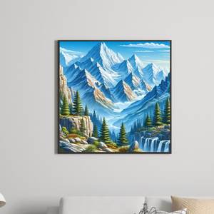 Peinture diamantée de <span class=keywords><strong>montagne</strong></span> de neige personnalisée 30x30cm pour décoration intérieure peinture diamantée acrylique ronde complète pour le salon - Product Image 5