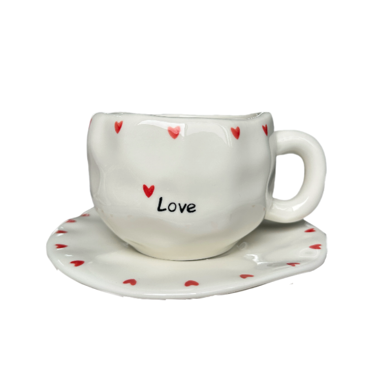 รักหัวใจถ้วย300มล. จาน16ซม.