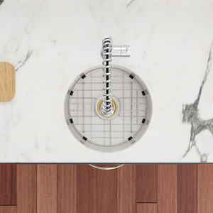 Trắng undermount/Drop-in Fireclay <span class=keywords><strong>18</strong></span> in. L x 9 in. D bát đơn Bồn Rửa Nhà Bếp tròn với lưới đáy và lưới lọc - Product Image 4