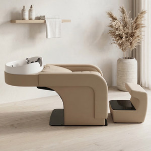 Fauteuil de lavage moderne pour salon de coiffure, lit de lavage en cuir PU, station de lavage de cheveux, mobilier de studio de beauté - Product Image 3