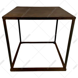 Mesa de centro de cubo de metal de acero corten para acampar - Product Image 3