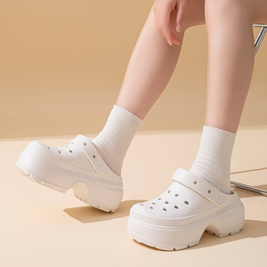 New Snow House Women's <b>Clogs</b> Thick Sole Closed Toe EVA Non Slip Breathable 5cm Height Increase Beach Swim Sandals White Black - Product Image 1