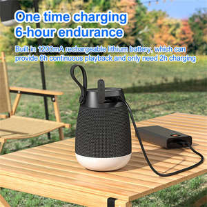 Enceinte Bluetooth sans fil, basses puissantes, lumière LED d'ambiance, en tissu, étanche, petite enceinte audio pour l'extérieur - Product Image 5