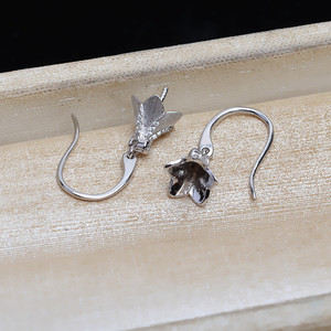 Boucles d'oreilles en argent Wenchi S925, grande version coréenne, 9-10 perles, plateau plaqué or, accessoires de bijoux DIY, Chine 15969 - Product Image 3