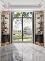 Vitrine à Vins de Luxe Moderne pour Salon, Cadre en Acier Inoxydable, Meuble Bar d'Angle en Verre, Rangement à Vins WB001