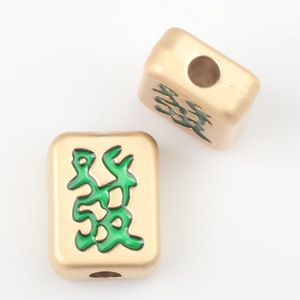 Pièces d'espacement en métal peintes de luxe colorées en gros, accessoires décoratifs à motif Mahjong pour la fabrication de bijoux - Product Image 6