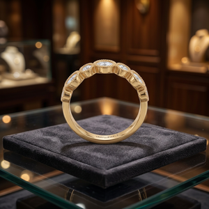 Bague de fiançailles et de mariage demi-éternité classique en diamant de laboratoire rond pour femme, or 10K 14K 18K, argent 925 935 plaqué rhodium - Product Image 3