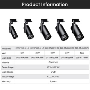 Projecteur LED sur rail dimmable anti-éblouissement 15W 25W 30W 35W, directement de l'usine, pour bureaux, hôtels et restaurants - Product Image 3