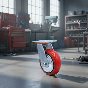 Chinesischer Hersteller 4 Zoll <span class=keywords><strong>5</strong></span> Zoll 6 Zoll 8 Zoll Rote Schwenkbare PU-Rollen auf Gusseisen Polyurethan-Lenkrollen für Schwerlast - Product Image 1