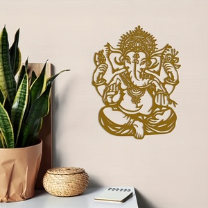 Décoration murale en métal <span class=keywords><strong>2D</strong></span> en forme d'éléphant, symbole hindou de l'éléphant, idéale pour la décoration intérieure et les cadeaux de pendaison de crémaillère, décoration en fer. - Product Image 4