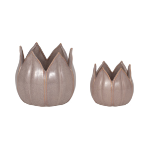 Jardinières en céramique en forme de pétale pour plantes d'intérieur et d'extérieur, pots décoratifs pour fleurs, lot de deux tailles - Product Image 3