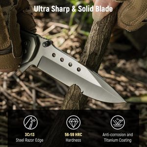 3.46 के साथ kexmo पुरुषों की जेब चाकू से "तेज एडीसी ब्लेड लकड़ी हैंडल तह क्लिप ग्लास ब्रेकर" - Product Image 4