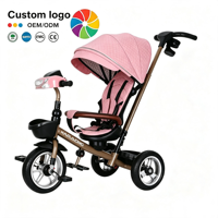 Tricycle poussette pour bébé, cadre en alliage d'aluminium, auvent multicolore, pliable, léger, capacité de charge de 15 kg, pour les enfants de 6 mois à 3 ans