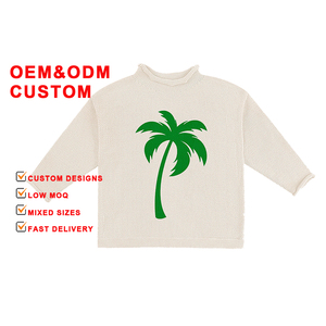 Oem ODM Toddler trẻ em trai Áo len bé Đan Áo len ấm Áo sơ mi dài tay áo cuộn cổ áo len với máy kéo mô hình đan - Product Image 6