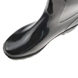 雨靴黑色踝聚氯乙烯靴花园建筑泥浆地面防水雨靴女性成人男女通用Midi平跟100% 聚氯乙烯