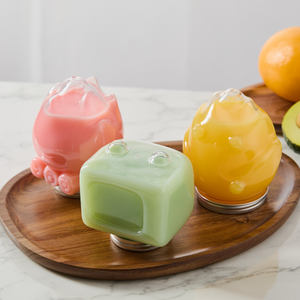 Botellas de Plástico Transparente para Beber Jugo de 300 ml y 350 ml, Botella de Leche y Té con Forma de Fruta, Boca Ancha, Linda, con Tapa y Pajita - Product Image 5