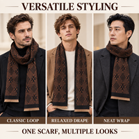 Écharpe tricotée haut de gamme en laine et viscose respirante pour homme, châle à carreaux polyvalent, cadeau pour petit ami