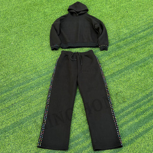 OEM Men's Multicolour Rhinestone Heavyweight Sweatsuit Embossed Hoodie And <b>Sweatpants</b> <b>Sets</b> - Product Image 5