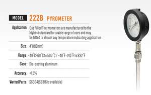 Stainless Steel Industrial Thermometer Pyrometer Pressure <strong>Gauge</strong> for <strong>Water</strong> High <strong>Temperature</strong> - Product Image 4