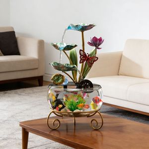 Fuente de agua para acuario con decoraciones para pecera, forma redonda, fácil de limpiar, para decoración de sala de estar - Product Image 1
