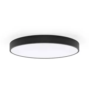 โคมไฟระย้า LED วงแหวนวงกลมแข็งสีดำ/เงิน/ขาวหรูหราสำหรับห้องนั่งเล่นและห้องรับประทานอาหาร