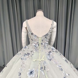 ANY253 Vestido de Fiesta Glamuroso con Cuello Cuadrado y Flores 3D - Product Image 6