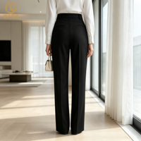 Femmes noir taille haute jambe large pantalon automne nouveau costume décontracté pantalon ample mince drapé pantalon droit respirant été grand