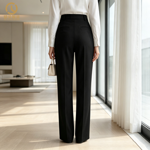 Femmes <span class=keywords><strong>noir</strong></span> <span class=keywords><strong>taille</strong></span> haute jambe large <span class=keywords><strong>pantalon</strong></span> automne nouveau costume décontracté <span class=keywords><strong>pantalon</strong></span> ample mince drapé <span class=keywords><strong>pantalon</strong></span> droit respirant été grand - Product Image 2
