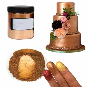 Großhandel hochwertige Metallic Luster Pigment Lebensmittel qualität Goldfarbe Glimmer pulver Lebensmittel farbe Essbares Pulver für Drink Cake Candy