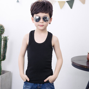 <span class=keywords><strong>Canottiera</strong></span> Casual per Bambini e Bambine Primavera Estate in Puro Cotone Tinta Unita Collo Tondo Aderente Elasticizzata Traspirante - Product Image 2