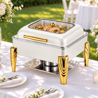 Réchaud de buffet Allnice 9L carré en acier inoxydable, chauffe-plats blanc et or de luxe