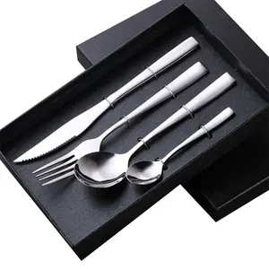레스토랑 4Pcs 칼 세트 숟가락과 포크 나이프 프로모션 선물 상자 호텔 용품 양식기 세트