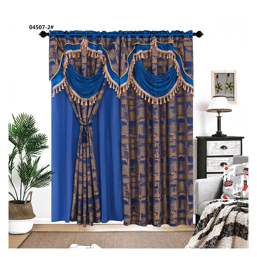 Wholesale Fancy Luxury Living Room Home Textile Blackout Jacquard Curtains Drapes For Window From China Factory