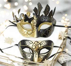 Masques de mascarade pour couples, Halloween, masque vénitien en strass, masque de couple pour costume de fête, femmes et hommes - Product Image 1