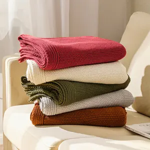 Couverture tricotée canapé gaufré, châle de pause déjeuner de climatisation de bureau, couverture de loisirs