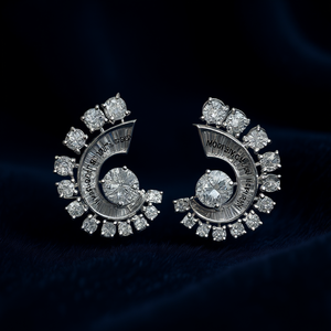 E3589 Orecchini in oro bianco con diamanti taglio brillante rotondo, gioielli naturali di lusso da donna - Product Image 2
