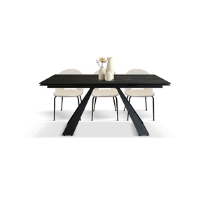 Mesa de Comedor Extensible Adriano de Cerámica 160-240 cm Negra con Patas de Hierro en Forma de U para Uso Interior - Product Image 4