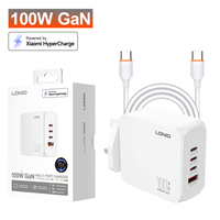 Pengisi Daya Dinding LDNIO Q8-MI 100W HyperCharge GaN 4-Port USB untuk Pengisian Cepat Multi-Perangkat untuk Xiaomi