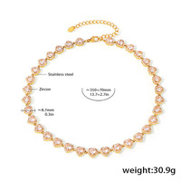 Ensemble de collier et bracelet Tennis en acier inoxydable plaqué or 18 carats avec zircon diamant, accessoires de mode gothique punk raffinés pour femmes