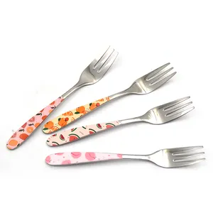 4 Pcs Stainless Steel Fork Set With Printing Handle Salad Fork